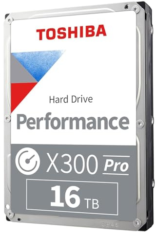 Toshiba X300 PRO 16TB High Workload Performance for Creative Professionals 3.5 interne Festplatte - bis zu 300 TB/Jahr Arbeitsbelastungsrate CMR SATA 6GB/s 7200RPM 512MB Cache - HDWR51GXZSTB