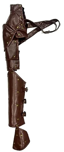 ZUYPSK Unisex Gothic PU Leder Brust Harness Schultergurt Arm Stulpe Einstellbare Rüstungen Panzer mit Armgurt Steampunk Cosplay Kostüm Set Zubehör (Einheitsgröße, Braun)