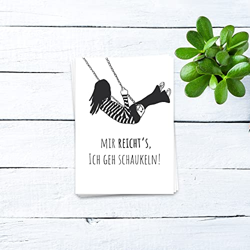 Ulrike Wathling Karte 'Mir reicht's ich geh schaukeln' | Postkarte mit Spruch, lustige Karten, Spruchkarten, witzige Karten, Grußkarten A6, Set:Einzel