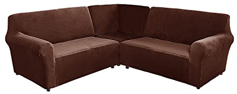 MINGPINHUIUS Sofabezug L Form Stretch Sofabezug aus Samt für 5 Sitzer Ecksofa, Anti Rutsch Sofa Überzug L Form Dicker weicher waschbarer Möbelschutz