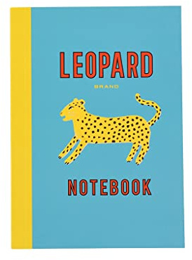 Leopard A6 Lined Notebook small pocket pad. Chic wild cat print stationery | temporary tattoos, kids tattoos, skin art decals, fake ink body decor, fun party favors, safe transfers