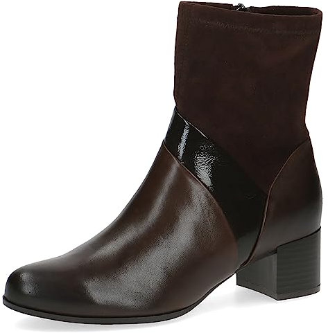 CAPRICE Damen Stiefeletten mit Absatz mit Reißverschluss Elegant, Braun (Dk Brown Comb), 40 EU