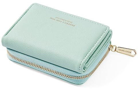 Geldbörse Damen klein, Geldbeutel Damen klein, kleines Portemonnaie Damen mit Große Kapazität, Elegante Damen Geldtasche mit Großes Münzfach 77-Grün
