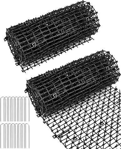 QWORK® 2 Pack Prickle Strip Dig Stopper, Anti Cat Mat Anti Cat Spikes for Preventing Animals from Entering the Garden and Destroying Plants, 200cm x 30cm