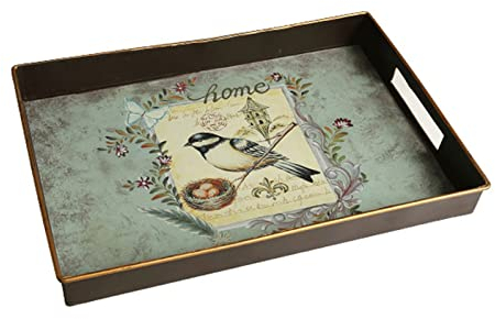 Plateau de Service Service Plateau Vintage Plateau Métal Plateau Inline Poignée Rectangulaire Plateau Cuisine Table basse Convient Plateau Decoratif/Plateau à Thé