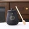 Kosmeey Ceramic Honey Jar with Wooden Honey Dipper-Honey Pot with Dipper- Honey Jar with Stand, Great Bee Decor- Farmhouse Kitchen Decor (Honey Jar-Black)