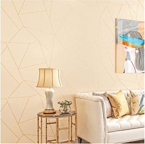 Beige Vliestapete 9,5 m x 0,53 m Gestreift Tapete Modernes Design Diamant Tapete für Flur Wohnzimmer Schlafzimmer Büro