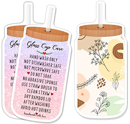 Cup Care Instructions Cards, Tumblers Care Instruction Insert for Small Business, Glass Cup Care Cards,Customer Directions Cards, Small Online Shop Package Insert,50 Pack 6JE044