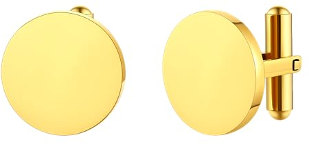 FindChic Manschettenknöpfe Herren Gold Rund Edelstahl Manschettenknopf In Geschenkbox Men Cufflinks Hochzeit Hemd Party Geburtstag Jubiläum Kleid