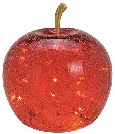 Miss Lovely Deko Apfel LED beleuchtet 20 LEDs Deko-Figur Obst aus Glas in rot Wohnungs-Dekoration Herbst-Deko Weihnachten Weihnachts-Deko Weihnachtsschmuck Advent Winter-Dekoration