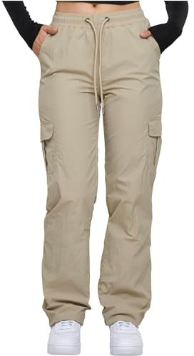 Urban Classics Damen Hose Ladies Nylon Cargo Pants Concrete XS