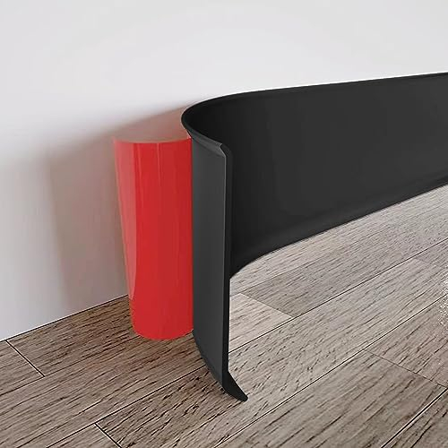 Battiscopa morbidi da 12 m, larghezza: 10 cm, listello decorativo flessibile, autoadesivo, piano di lavoro, battiscopa (1, nero, 12 m x 10 cm)