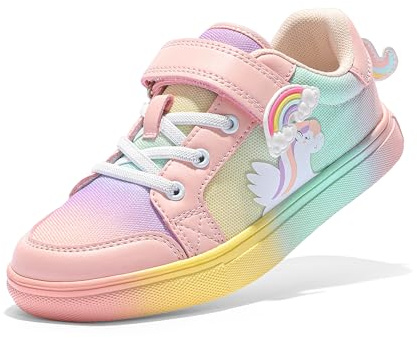 DREAM PAIRS Girls Sneakers School Shoes | Slip-On Quick Start, Breathable Mesh Fresh Feel, Toe Guard Playground Safety