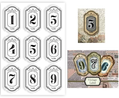 BEUNITONE Label Clear Stamps Vintage-Bordüren-Stempel Transparentes Stempelsiegel Silikonstempel Mit Buchstaben Und Zahlen Retro-Rahmen-Stempel Für DIY Scrapbooking Papier Handwerk Journaling
