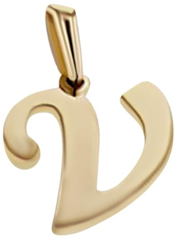 JC Schmuck | Buchstaben Goldanhänger | Anhänger 585 Gelbgold | Initialien Kettenanhänger inkl. Schmucketui Unisex 14 Karat | 3237 (Buchstabe V)
