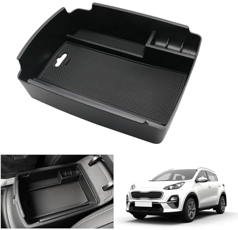 GAFAT Compatible con Kia Sportage QL 2016-2021 (Transmisión Automática) Caja de Almacenamiento Consola Central, Sportage 2020 Organizador de Reposabrazos, Bandeja de Guantera, Accesorios Sportage QL