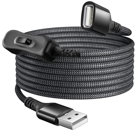 Itramax USB Extension Cable with On/Off Switch 2M,Type A Male to Female Power Charger Cord,Toggle Controller Switcher Extender Line for LED Desk Lamp,LED Strips,USB Headset,USB Fan,Light,6.6FT