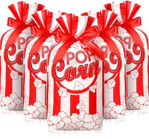 Cosblank 50 Stück Popcorntüten Bulk Party Karneval Taschen Zirkus Kunststoff Goodie Taschen Film Popcorn Taschen für Karneval Film Nacht Theater Party Supplies