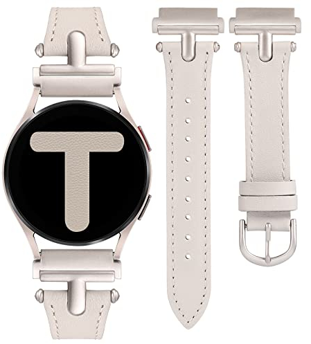 Wearlizer Lederarmband Kompatibel mit Samsung Galaxy Watch 6/7/4/5 Active 2 40mm 44mm Damen, 20mm Uhrenarmband Armbänder für Watch FE 40mm/Watch 6 Classic 43mm 47mm/Watch 3 41mm, Polarstern/Polarstern