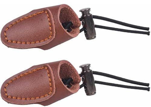BBTISG 2 Stück Daumenring für Bogenschießen, PU Leder Daumen Fingerschutz mit Seil Leder Bogenschießen Daumenschutz Fingerschutz für Bogenschutz