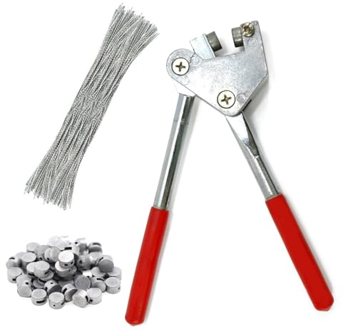Bleiplombenzange, 165mm Plombenzange Kit, Stahl Dichtungszangen Kit mit 80 Bleiplomben, 80 Plombendraht für Wasserzähler, Stromzähler, Logistik