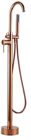 BiaoTeng Rubinetto per Vasca Freestanding Oro Rosa, con Doccetta Ottone Calda e Fredda Miscelatore Vasca da Bagno a Pavimento, oro Rosa