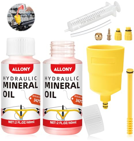 Allony Fahrrad Bremsen Entlüftungskit, Mineralöl Bremsen Fahrrad, Bremsenentlüftungsgerät Fahrrad, Hydraulische Scheibenbremsen, Entlüftungskit Enthält Hochleistungs-Mineralbremsflüssigkeit 120ml
