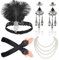7PCS 20er jahre kostüm damen - Great Gatsby Accessoires Damen Zubehör für Frauen Set,mafia kostüm damen Set für Vintage Kostüm Party