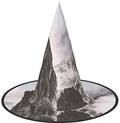 DEXNEL 1 Stück Berge Wolken Halloween Hexenhut für Frauen Kostüm Moderne Hexen Hüte Erwachsene Hexe Zauberer Hüte
