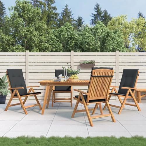 Sufrk Gartenstühle mit Kissen 4 STK. Massivholz Teak Gartenmöbel Holzstuhl Stühle Balkonstuhl