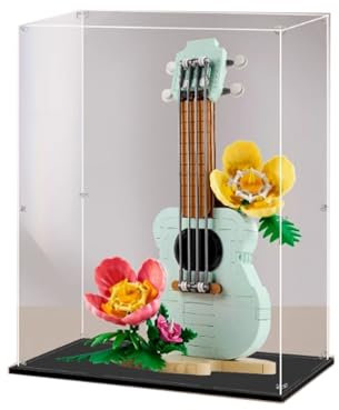 Transparente Acryl-Displaybox für Lego 31156 Tropical Wind Ukulele Display Box, Block Sammlerstücke Transparent Staubdicht Display Box Organizer Display Box Ständer (nur Displaybox) (2 mm)
