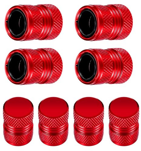 8 Stück Ventilkappen Auto,Ymapinc Aluminium Alloy Autoventil Kappe Rot Reifenventilkappen Universal Reifen Ventilkappen Autoreifen Ventilkappen Ventilkappen für Auto Motorrad Fahrrad