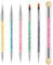 Sularpek 6 Pcs Double Ended Dotting Nail Art Brushes,Nail Design Brush,Nail Art Pen,Nail Dotting Tool,Nail Polish Brush With 1 Double-Ended Nail Art Sponge Brush Applicator for DIY Nail Art Designs