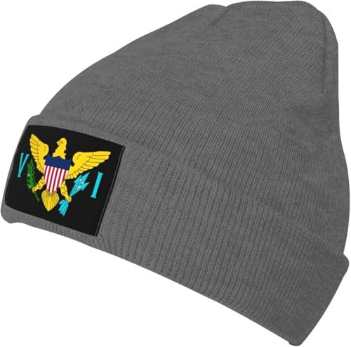 Winter Beanie Hat Flag of The United States Virgin Islands Cool Gadgets Unique Knitted Beanie Cap Elastic Size Knit Large Baggy Cap for Fishing, Hiking, Camping