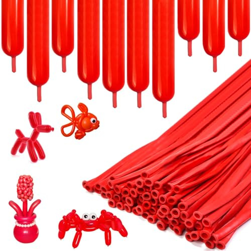 Modellierballons 100 Stück Rot Lange Latex Ballon Tiere Luftballons 260Q Latex Lange Luftballons für Geburtstags Weihnachtsfeier Hochzeit Party Dekoration (Rot)