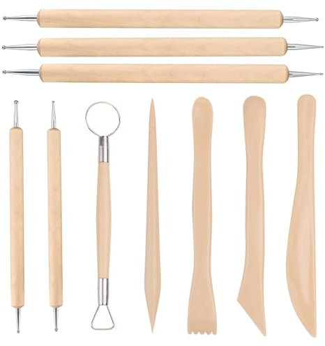 ASIRYVA 10 PCS Polymer Clay Tools, Wooden Clay Sculpting Tools Clay Modelling Tools Pottery Tools Kit for DIY Art Crafts