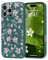Wirvyuer for iPhone 16 Pro case, Compatible with Magsafe, Cute Floral Leaves Magnetic Phone Case, Pink Flower Shockproof Silicone Slim Bumper Protective Cover for Women Girls, Green