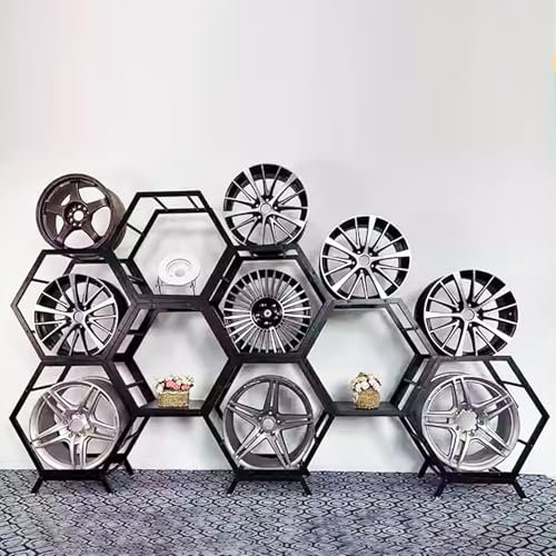 Innovz Reifenregal Frei Stapelbares Felgenregal für Die Garage, Felgenständer für Autowerkstätten zur Präsentation, Stahlfelgenregal für Die Werkstatt, Lager, Ausstellung(8 Frames 3 Bases)