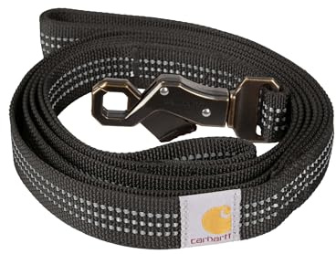 Carhartt Leine mit Zwei Griffen, strapazierfähiges 600-Denier-Gewebe mit verstellbaren D-Ring-Metallbeschlägen, Schwarz, Größe L