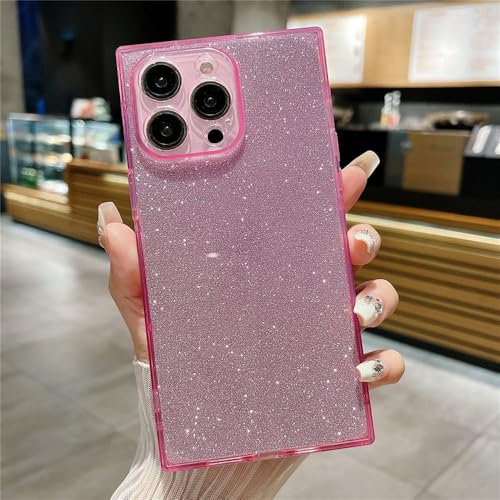 WSDSMS Coque Transparente à Paillettes Fluo pour iPhone 14, 11, 12, 13, 15 Pro Max, X, XS, XR, 7, 8 Plus, SE, en Silicone Souple, Rose, pour iPhone 11PROMAX