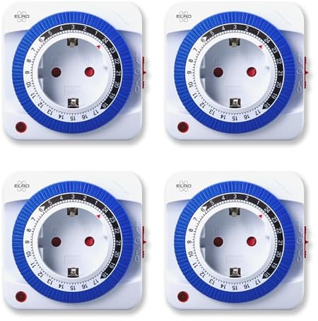 4-Pack ELRO TI1000 Mechanische Zeitschaltuhr | Kompakt |15 Minuten Schaltzeit | Bis zu 3600W | Innenbereich