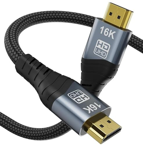 CABLEDECONN 16K HDMI 2.2 Cavo 3M 10FT Ad Alta Velocità 96Gbps 12Bit 16K@60Hz 8K@240Hz 4K@480Hz UHD HDR Placcato Oro Intrecciato Supporto HDCP 3D Connessione HDMI Compatibile con PS5 Monitor TV