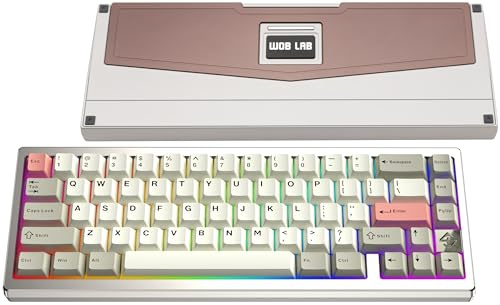 KEEBMONKEY WOBKEY Zen 65 65% Quick Release Wireless Mechanical Keyboard with RGB, CNC Aluminum Case, Hot-Swappable, VIA Support, BT/2.4G/USB-C Gaming Keyboard for Mac/Windows (Ultra Warm Silver)