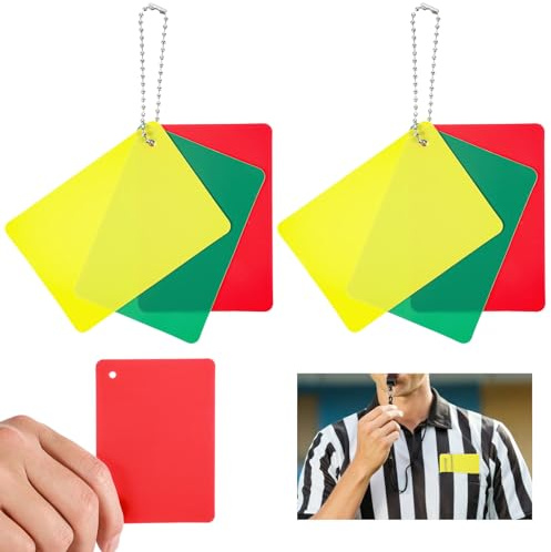 2 Set Soccer Referee Cards, Professional Red Yellow Green Penalty Card Kit Judge Accessory Warning Referee Accessories for Football, Volleyball, Rugby Baseball Matches Sport Competition Training
