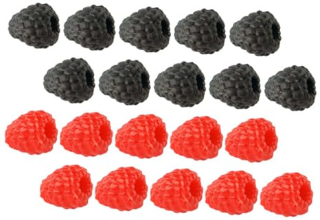 GLEAVI 20 piezas de frambuesas artificiales y moras de PVC realistas modelos de frutas como decoración para viviendas, accesorios fotográficos, restaurantes, decoración de fiestas
