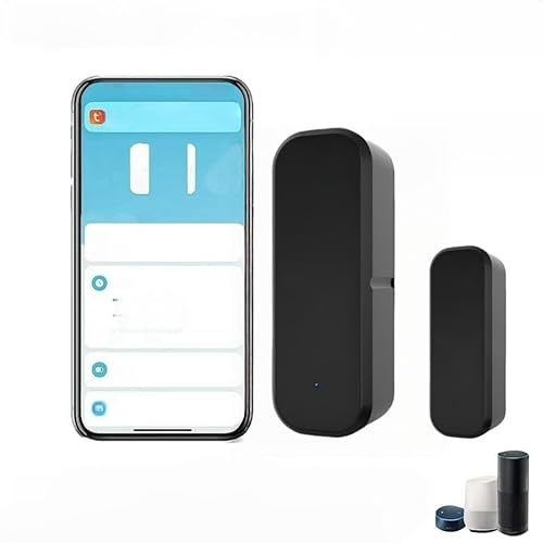 1 x Zigbee Tuya Smart Door Window Sensor - Wireless Contact with Instant App Push Notification - For Home Security & Smart Home Automation (Zigbee, Black)