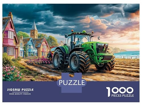 Traktor Farming Scene Jigsaw Puzzle 1000 Pièce Für Erwachsene Ländlich Landscape Painting Style Herausforderende Puzzles Geschenke Für Erwachsene 100% Recycelter Karton Heimdekoration 70x50cm/1000pcs
