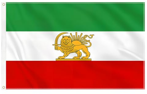 Iran Flagge Löwe,Alt Iranische Flagge 90 x 150 cm,Iran Lion Flag mit Messingösen,leuchtende Farben Wetterfeste Fahnen für Garten Innen Outdoor