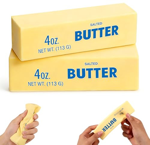 2 Stück Butterstick-Quetschspielzeuge, Butter Squishy Squeeze Toy, Slow Rising Squishy Butter, Realistische Butter Antistressbälle, Anti Stress Spielzeug Angstlinderung Dekompression Kinder Erwachsene