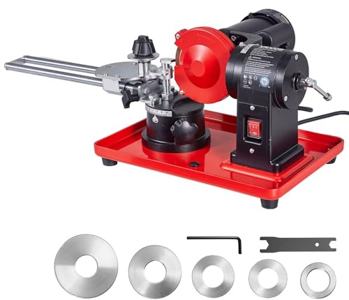 VEVOR Afiladora de Hojas de Sierra Circular 370 W 2890 RPM con Muela de 125 mm y 6 Centradores Afilador de Hojas de Sierra Circular para Hojas de 80 a 700 mm Ajuste de Ángulo para Carpintería Taller